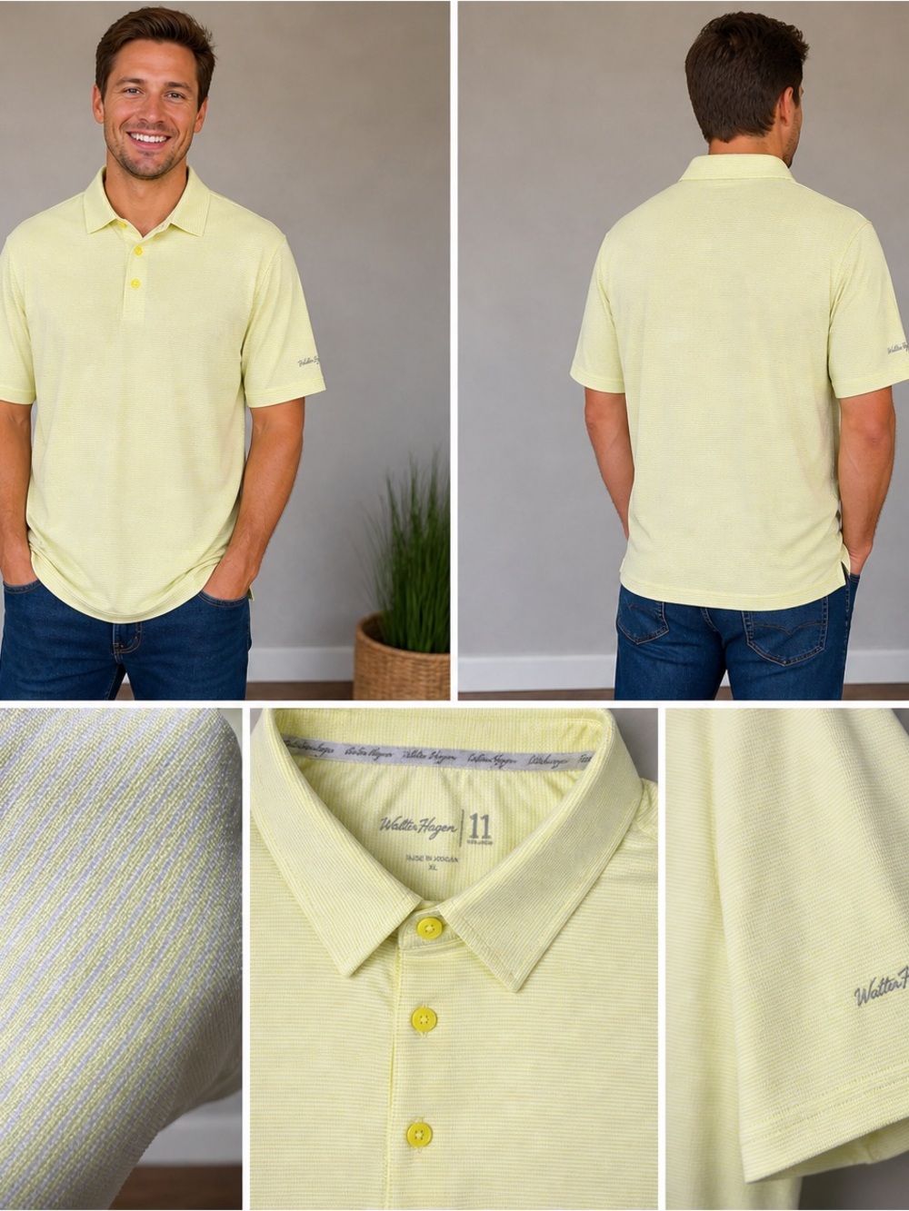 Walter Hagen 11 Majors Golf Polo Size XL vibrant Yellow Performance Mens